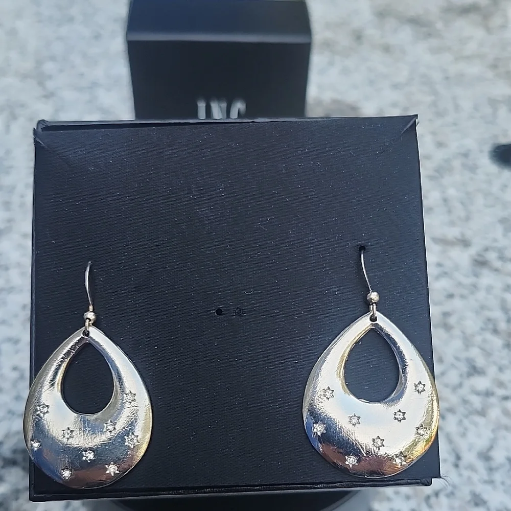 INC International Concepts Silver Teardrop Earrings
